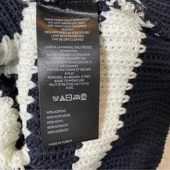 Anthropologie Pilcro Mock Neck Swing Sweater Tank Navy+White Stripe Size Small - Picture 8 of 9